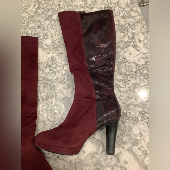 Impo Stretch faux suede and faux snake print tall heeled boots - Picture 4 of 15